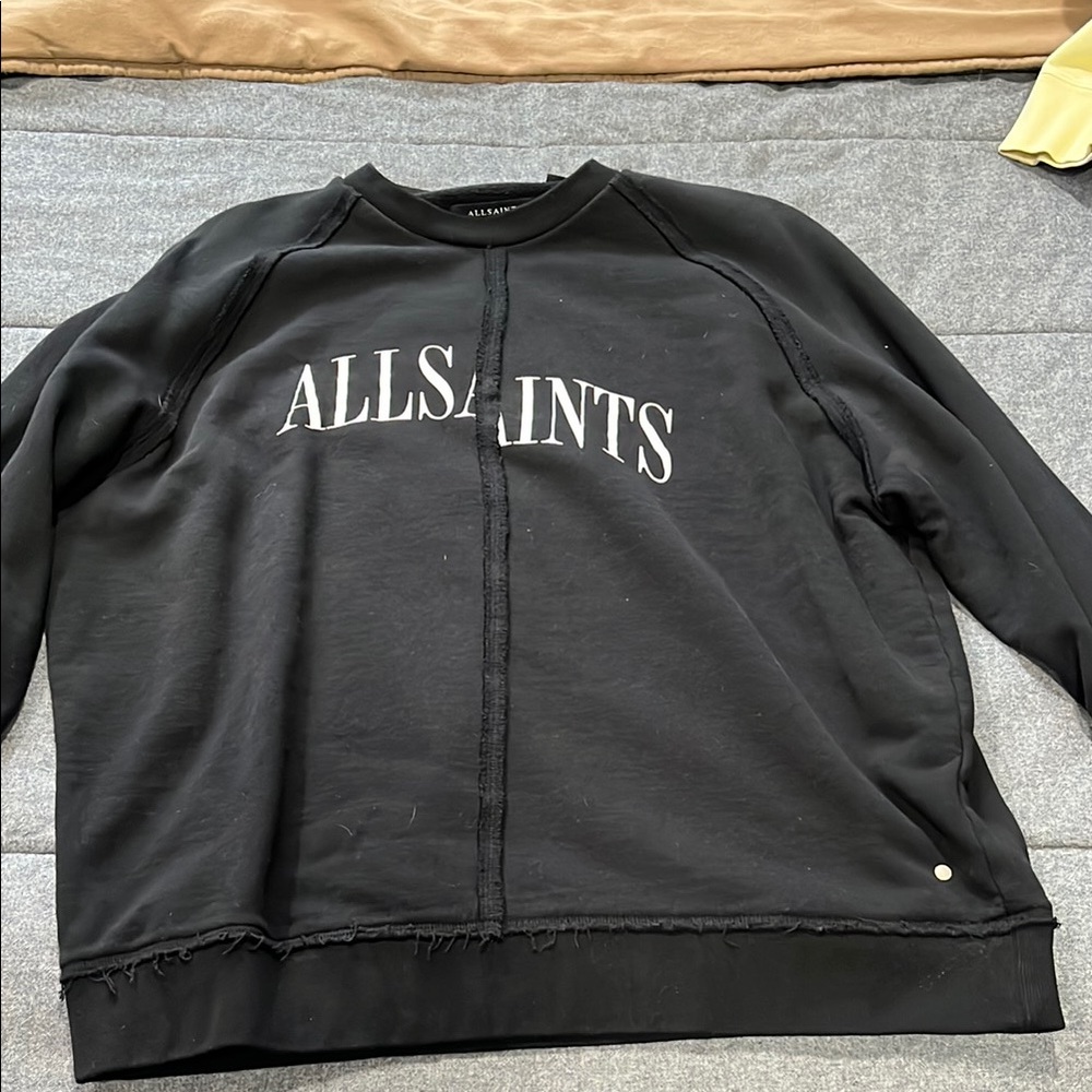 AllSaints Charcoal and Black Fleece Sweatshirt